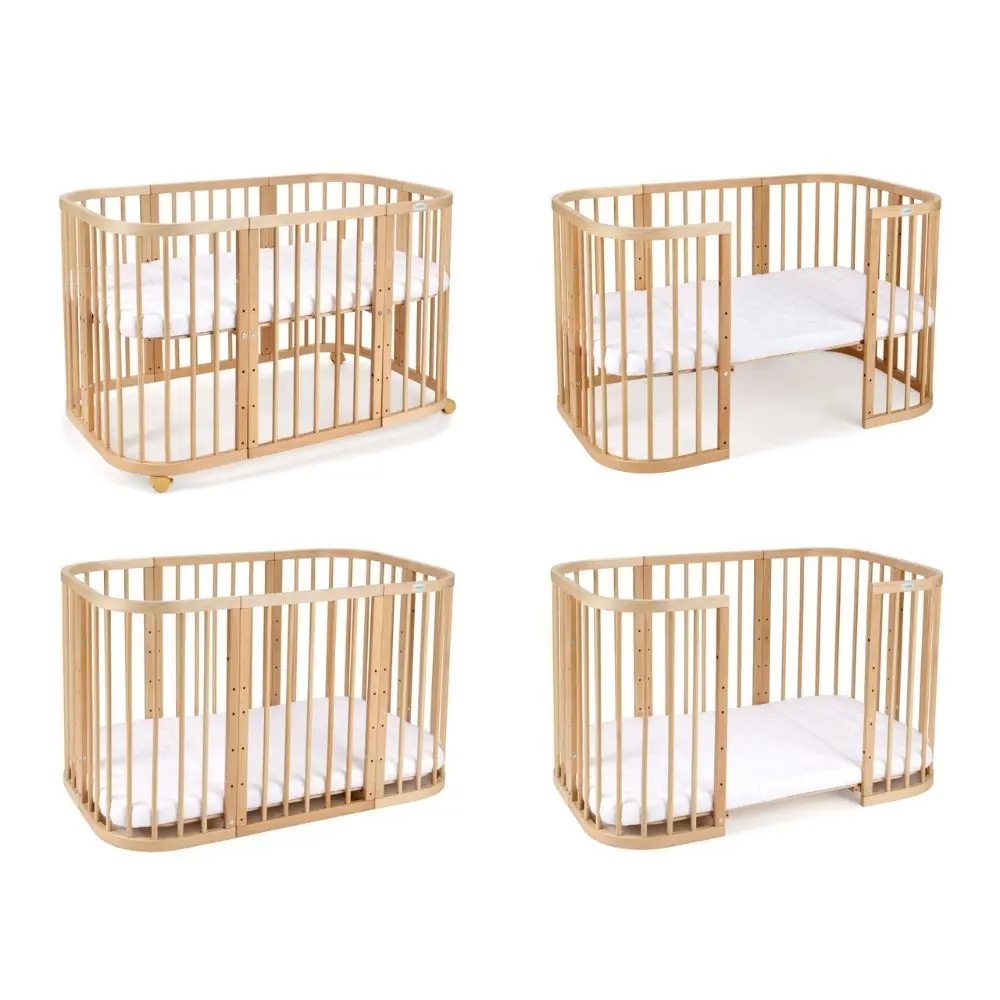 BERÇO EVOLUTIVO OVAL CONVERTÍVEL 7 EM 1 COM COLCHÃO, RODAS, NATURAL, BERÇO - Image 10