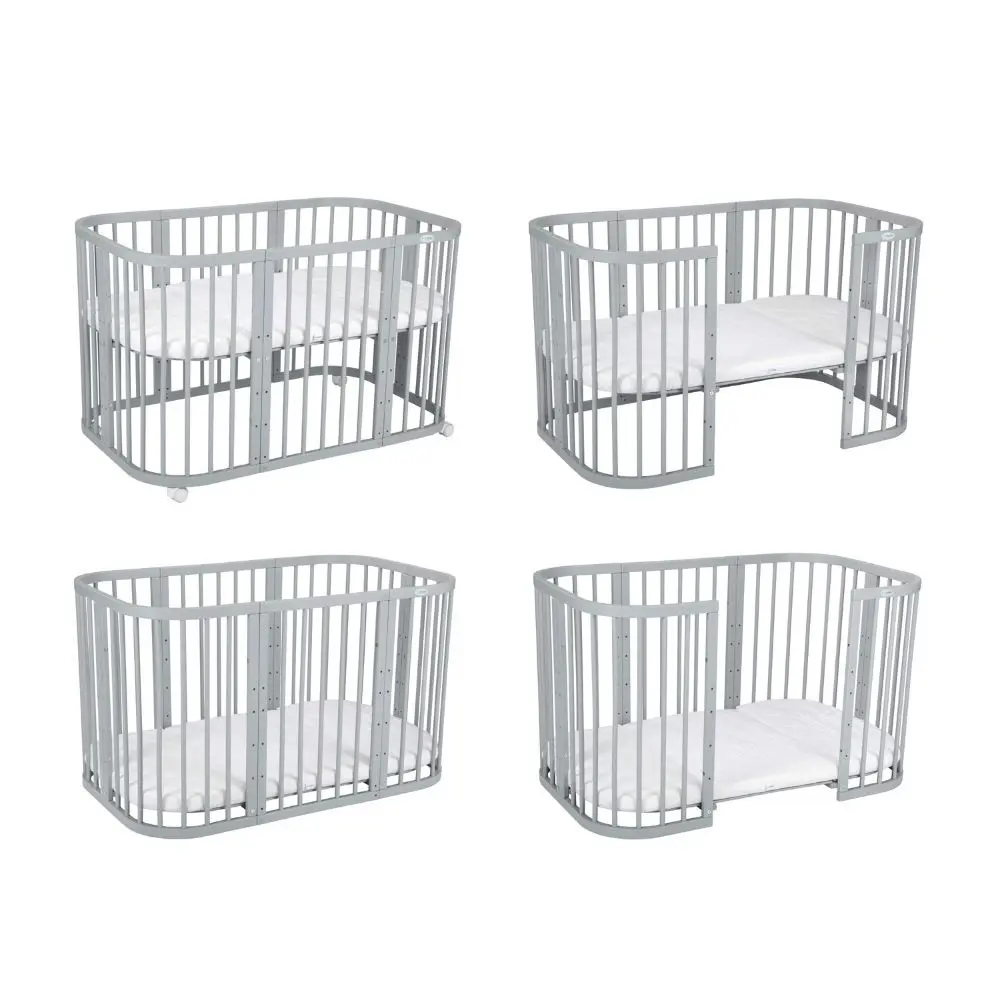 BERÇO EVOLUTIVO OVAL CONVERTÍVEL 7 EM 1 COM COLCHÃO, RODAS, CINZA, BERÇO - Image 4