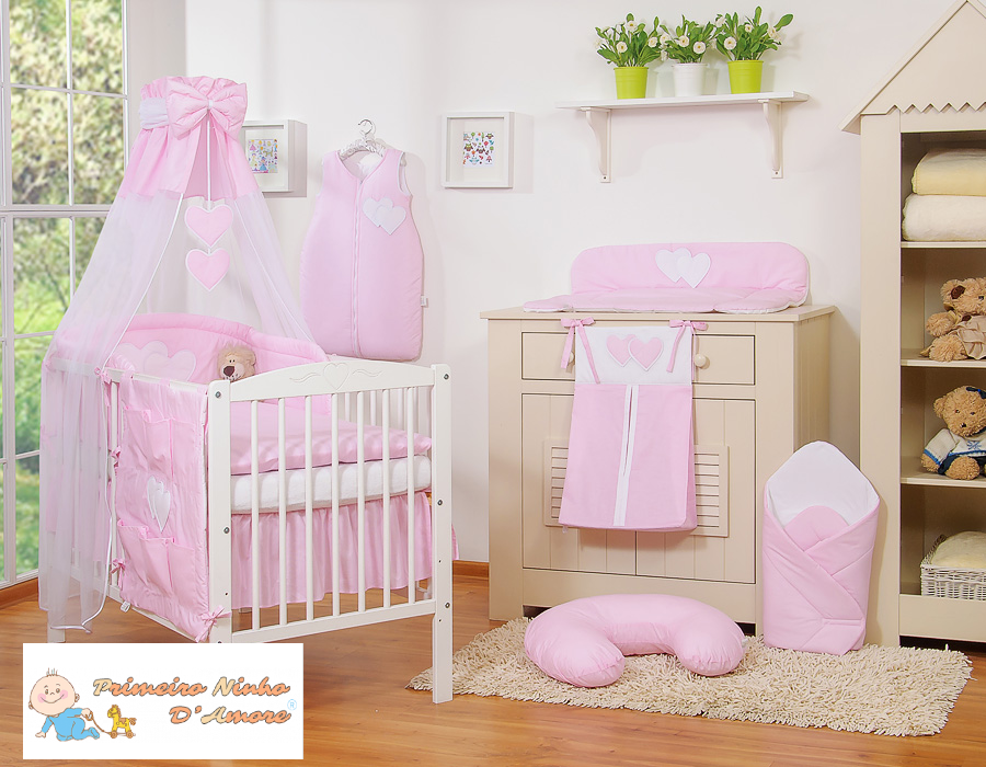 Conjunto de berço bebé 5 elementos Coração. Roupa de cama bebé - Image 6
