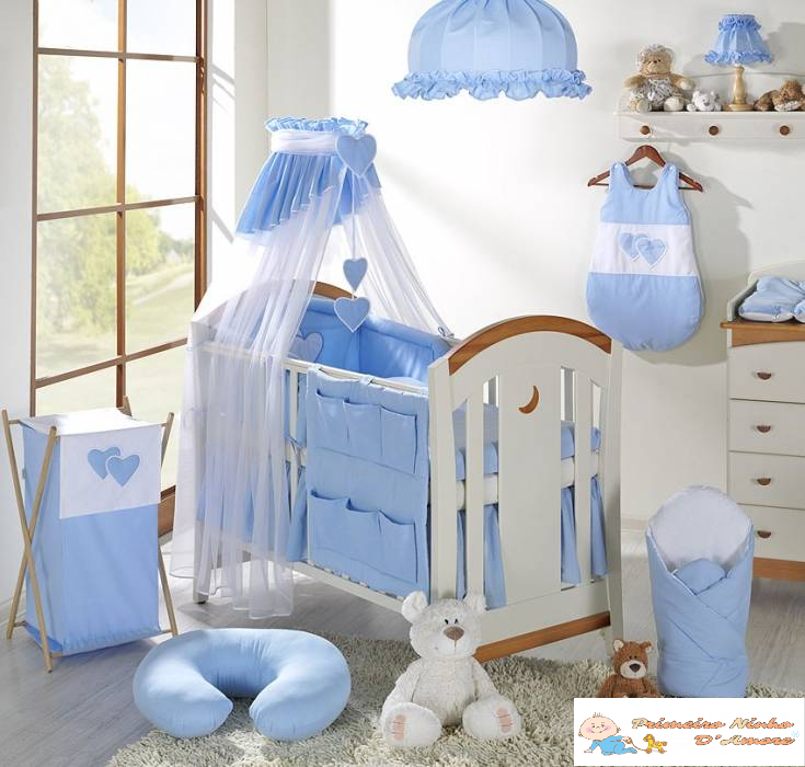 Conjunto de cama bebé 5 elementos Coração Azul - Image 4