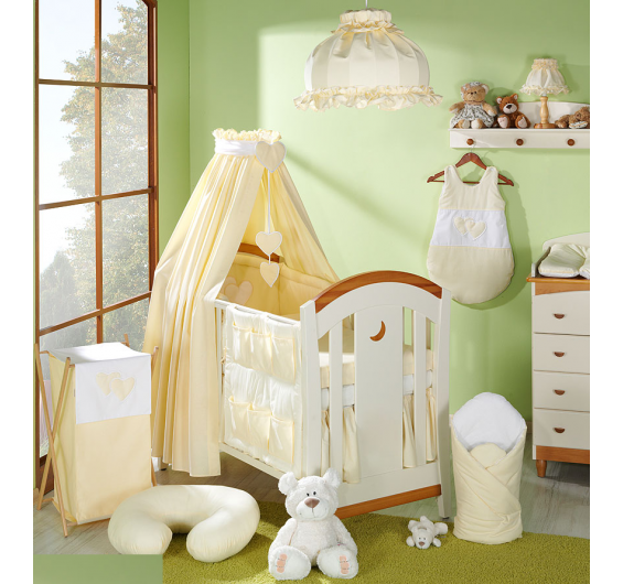 Conjunto de cama bebé 5 elementos Coração Creme