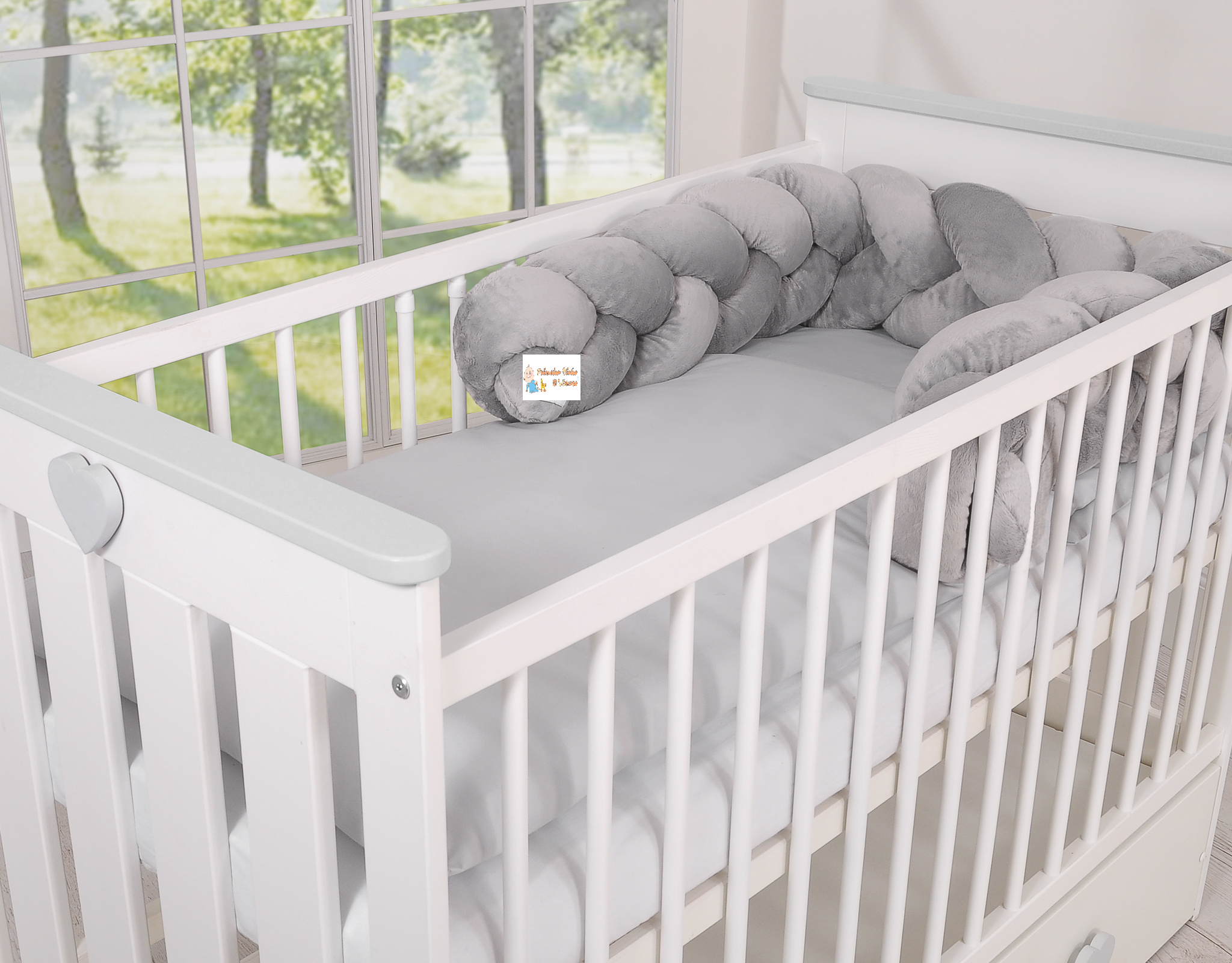 Resguardo de berço - Protetor de cama trança de peluche macio - Image 4