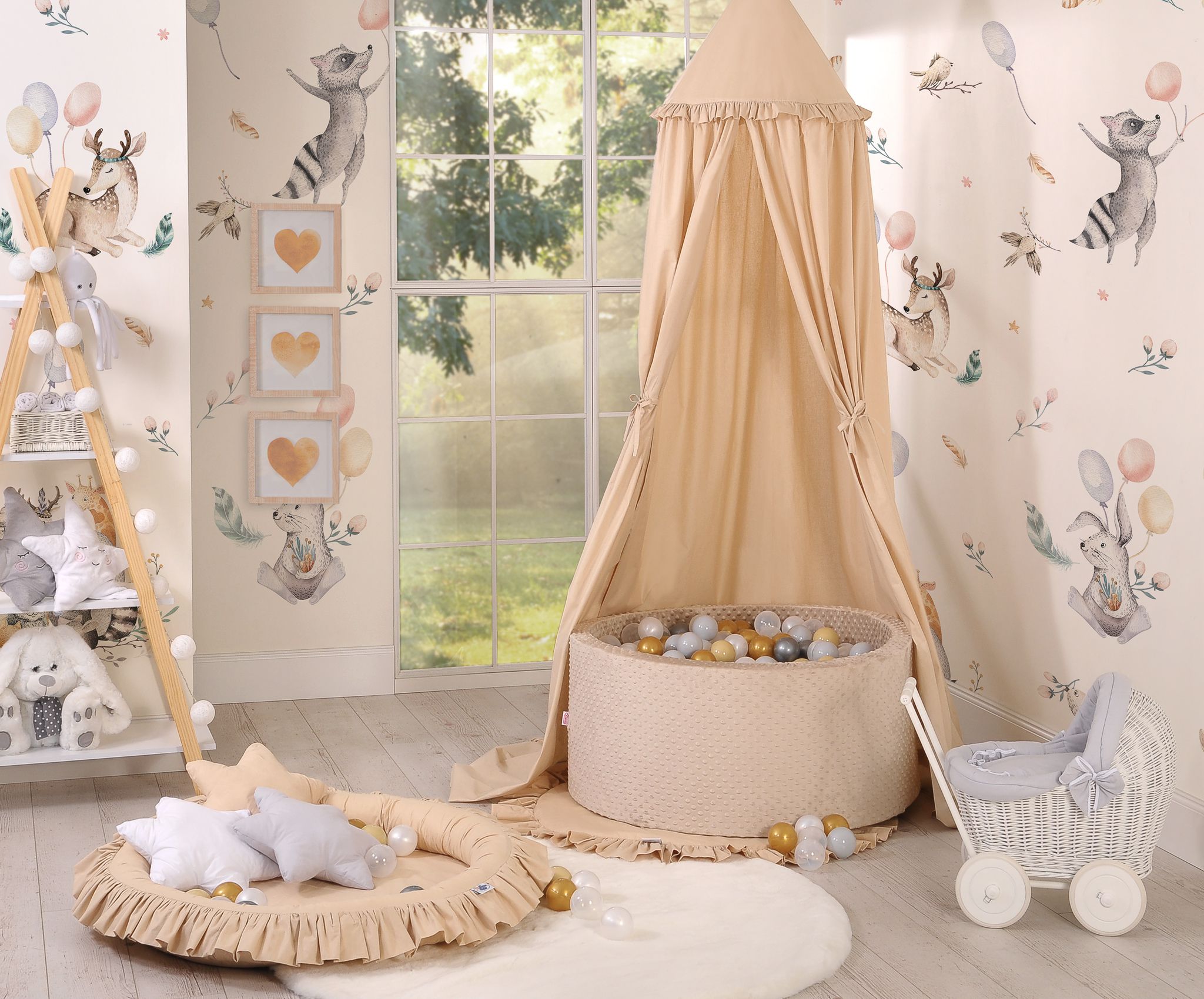 Rede suspensa de berço, cama. Dossel longo, Suporte