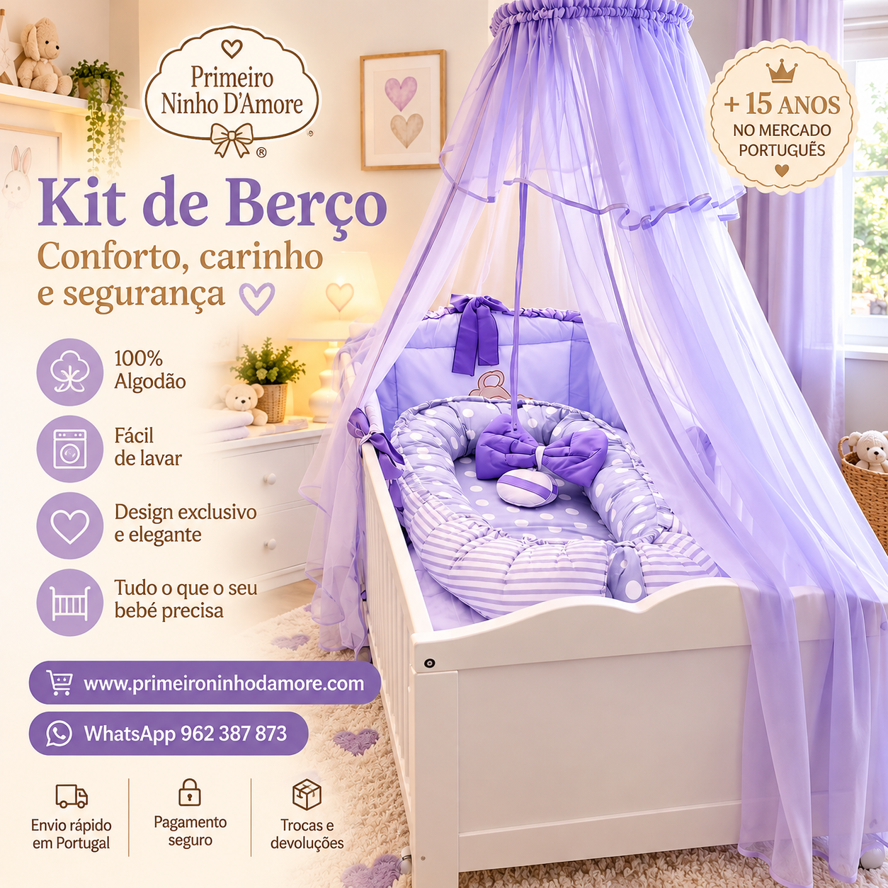 CONJUNTO DE BERÇO BEBÉ 5+ ELEMENTOS