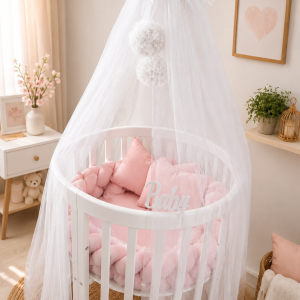 CONJUNTO DE BERÇO BEBÉ REDE COM POM POM