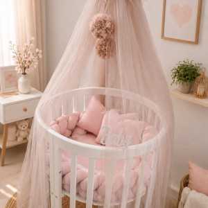 CONJUNTO DE BERÇO BEBÉ REDE COM POM POM